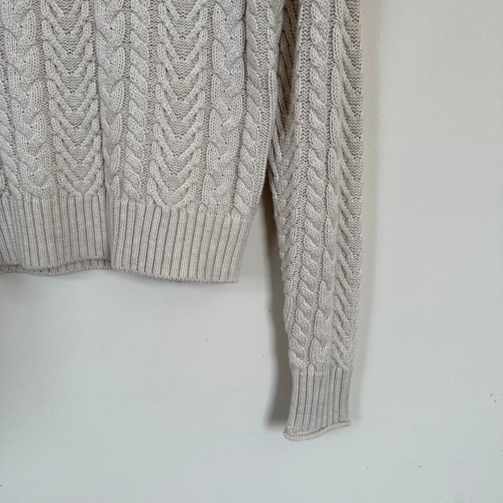 Evereve Sweater Womens XS Cable Knit Alexis Strong Shoulder Pullover Ivory - Picture 3 of 12